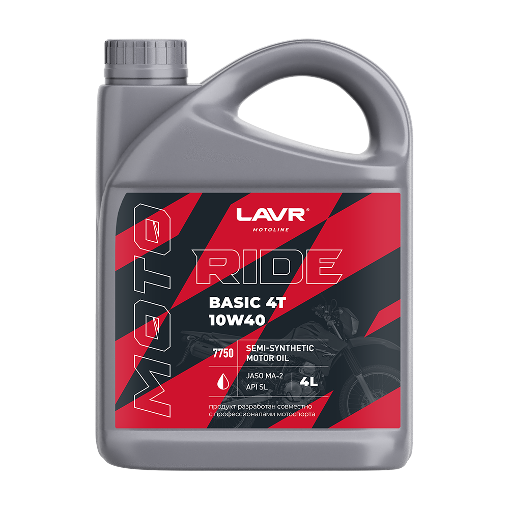 Масло моторное полусинтетическое LAVR MOTO RIDE BASIC 4T 10W40 SL 4 л